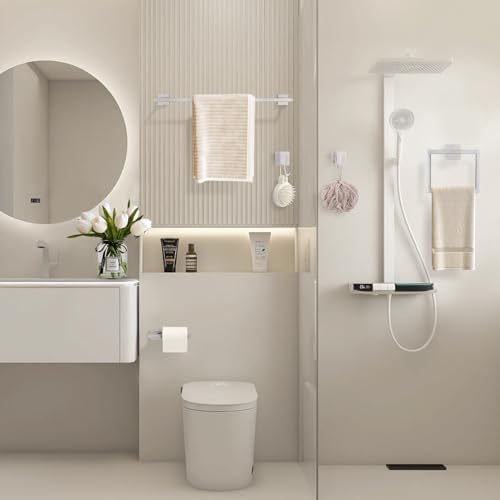 YACVCL Towel Bar Set, 10 Pieces Bathroom Hardware Set Brushed Nickel Bathroom Accessories, SUS304 Stainless Steel Towel Racks Holder Set Wall Mounted 23.6 Inch - Image 7
