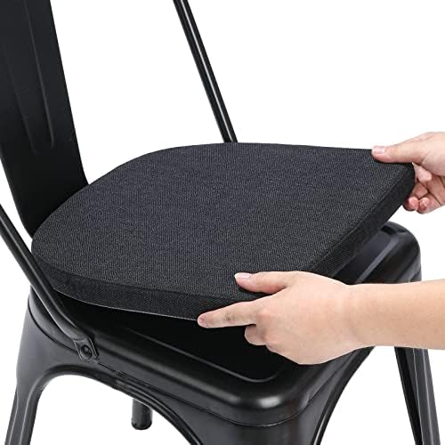 BUYUE Natural Linen 14x14 Magnetic Cushion for Metal Chair 1 Piece, Enhanced Anti-Slip Seat Pad for Dining Kitchen Café Stackable Chair (U-Shape, Black, 1 Count) by BUYUE