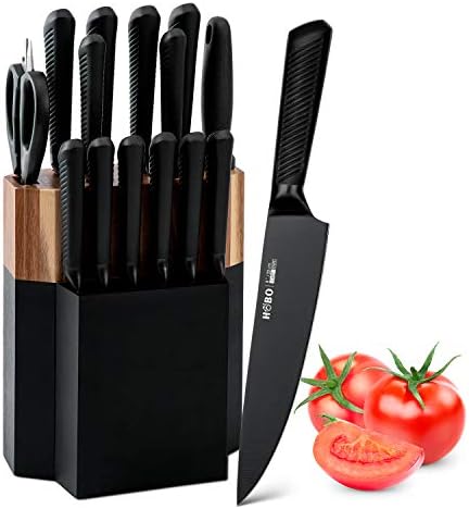 Knife Block Set, 15 Piece Stainless Steel Knife Set by Vvwgkpk