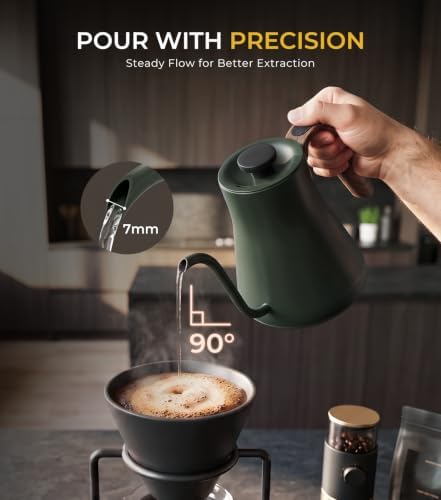 Epeios Gooseneck Electric Kettle 1°F Temperature Control,1200W,0.9L,Green - Image 2