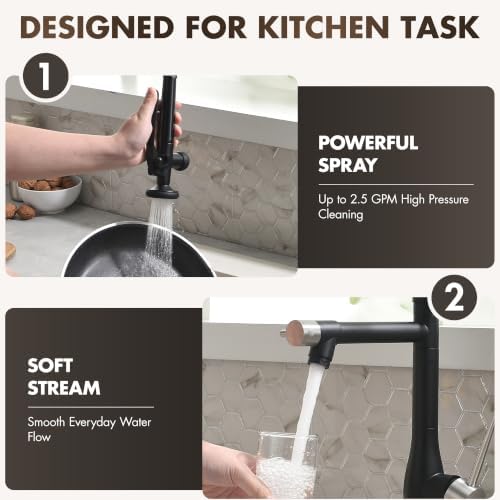 GIMILI Black Nickel Commercial Kitchen Sink Faucet with Pull Down Sprayer - Image 3