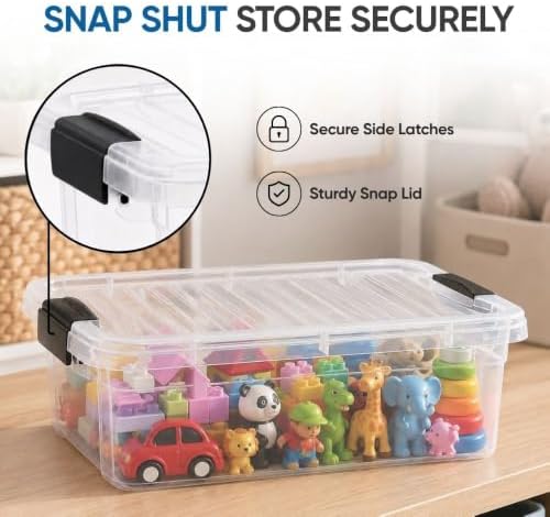 Superio Clear Plastic Storage Bins with Lid, 4.5 Quart Box, Organizing Containers, Stackable Plastic Tote for Home, Garage, Dorm, School, and Office - Image 6
