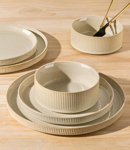TheTerra Ceramic Dinnerware Set for 8, 24-Piece Plates and Bowls Set - Image 4
