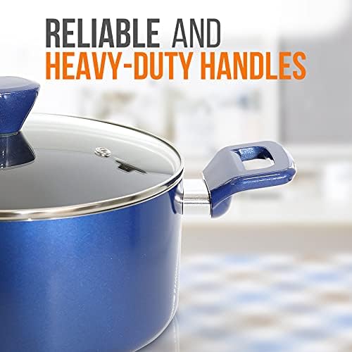 NutriChef Non-Stick Casserole with Lid - High-Qualified Kitchen Cookware with See-Through Tempered Glass Lids, 5 Quart (Works with Model: NCCWA13BU) - Image 4
