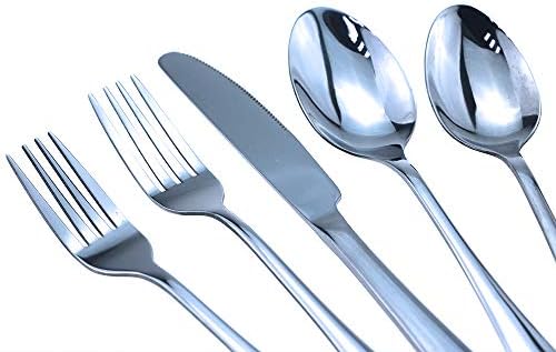 JASHII Silver Silverware Set, 40-Piece Stainless Steel Heavyweight Flatware Set, Kitchen Utensil Set Service for 8, Colorful Mirror Polishing Tableware Cutlery Set Knifes Forks Spoons, Dishwasher Safe - Image 2