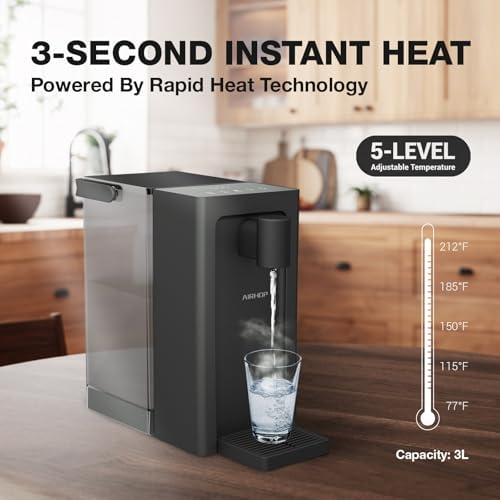 AIRHOP 3L Instant Hot Water Dispenser Countertop 5 Temp 3 Volume Options - Image 2
