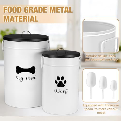 DoubleFill Extra Large 30+14 lb Metal Dog Food Storage Containers, White - Image 3
