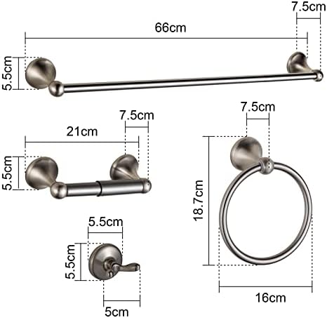 BGL Bathroom Hardware Set Brushed Nickel Adjustable Expandable Bath Towel Bars Bathroom Accessory Set Towel Racks 8-Pieces Wall Mount - Image 5