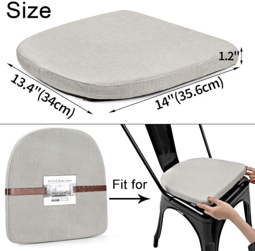 BUYUE Friendly Woven Fabric 14x14 Magnetic Cushions for Metal Chair Set of 4, Enhanced Anti-Slip Seat Pads for Dining Kitchen Café Stackable Chairs (U-Shape, Light Grey, 4 Counts) - Image 4