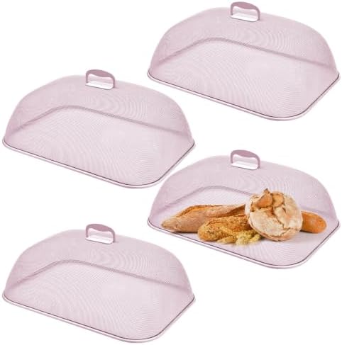 Hicarer 4 Pcs Metal Mesh Food Covers for Outdoors 18 Inch, Pink by Hicarer