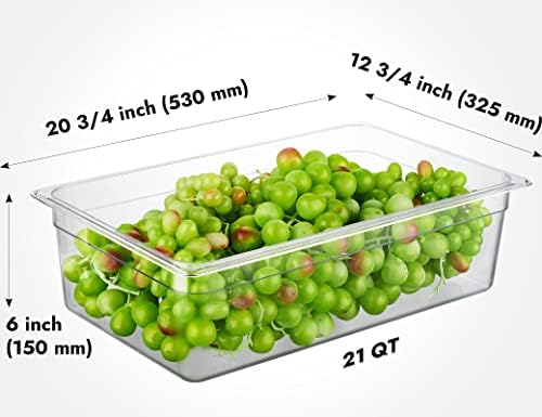 CURTA 6-Pack Full Size 6" Deep NSF Polycarbonate Food Pans | Dishwasher & Freezer Safe Clear Container for Prep Tables, Buffet, Salad Bar, Commercial & Home Kitchen - Image 2