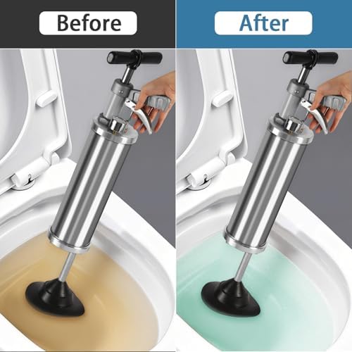 Portable High Pressure Kinetic Toilet Plunger for Shower Kitchen Clogs Grey - Image 3