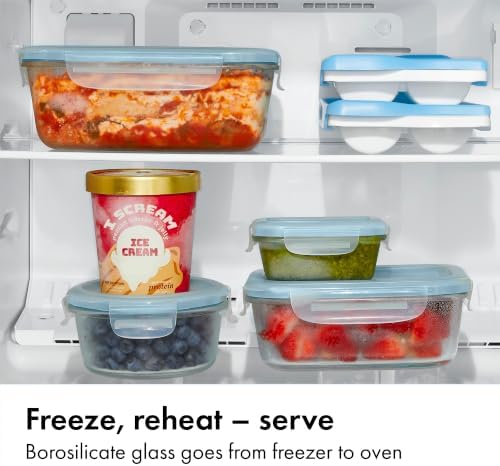 OXO Good Grips Smart Seal 8-Piece Glass Food Storage Container Set - Arctic Blue - Image 3