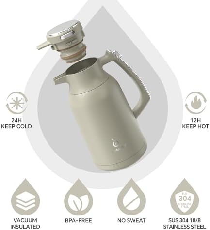 IDEUS Thermal Coffee Carafe 68oz, Beverage Dispenser Celadon - Image 2