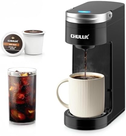 CHULUX Slim Single Serve Coffee Maker for K Cup, Fast Brewing, Matte Black by CHULUX