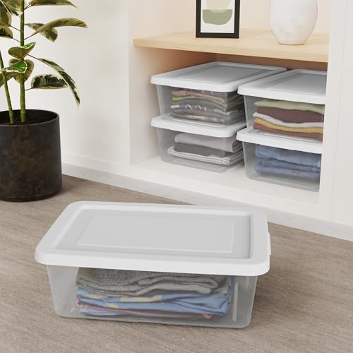 Sterilite Storage Box Stackable Tote, White, 12 Quart, 60 Pack - Image 4