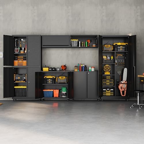 71''H Garage Storage Cabinet with Wheels, Meatl Storage Cabinet with Lock - Image 2