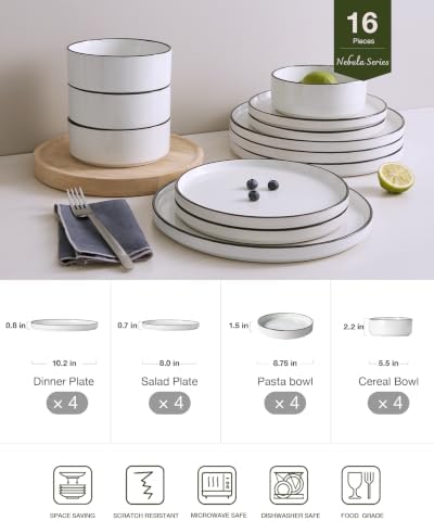 Famiware Nebula 16-Piece Stoneware Dinnerware Set with Pasta Bowls - Image 2