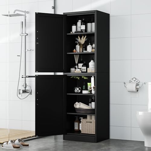 Ckzbx Metal Locker Tall Narrow Storage Cabinet, 67" H Locking Tool File Cabinets Snack Locker Organizer for School Classroom,Bedroom,Gym Home Office,Entryway and Hallway (20" W 2Door Black) - Image 2
