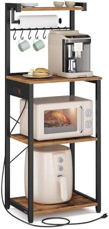 VASAGLE 4-Tier Kitchen Bakers Rack with Power Outlet, 17.7-Inch Wide by VASAGLEbySONGMICSHOME