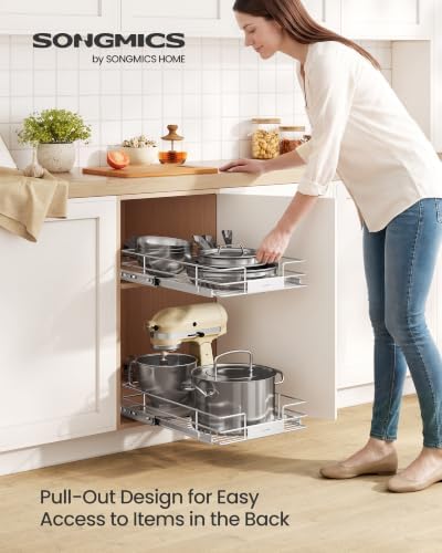 SONGMICS Pull Out Cabinet Organizer 14.6" W x 21.3" D, Easy Pull-Out - Image 2