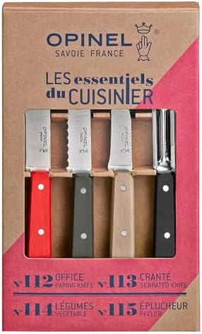 OPINEL Les Essentials 4 Piece Kitchen Prep Knife Set, Wood Handles (Loft) - Image 2