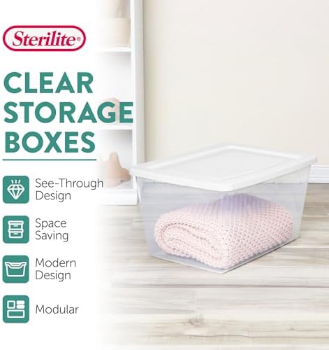 Sterilite 8-Pack Storage Box, Clear Plastic Storage Container Bins with Lids, 58 Quart - Heavy-Duty Organizing Containers for Closet, Bathroom, and Office - Image 2