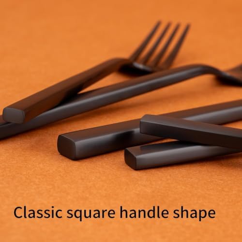 Alata Cube Black 20-Piece Forged Stainless Steel Matte Flatware Set for 4 - Image 3