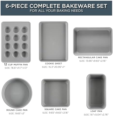 Country Kitchen Nonstick Stackable Bakeware Set - Durable, Easy Release Baking Set, Navy, 6 Pcs - Image 4