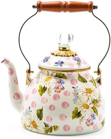 MACKENZIE-CHILDS Tea Kettle, 2 Quarts, Pink Wildflowers by Unknown