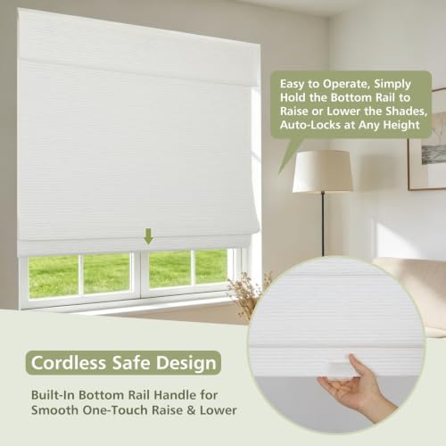 Blackout Cordless Bamboo Roman Shades, Woven Wood Blinds for Indoor Windows - Image 3