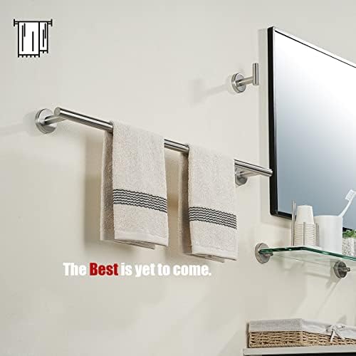 JQK Bathroom Hardware Set Brushed Steel, 5-Piece Bath Accessories Set Wall Mount Includes 24 in Towel Bar, Towel Ring, Toilet Paper Holder, 2 Towel Hooks, BAS125-BN - Image 3