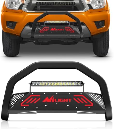 Nilight Bull Bar with Light Bar for Toyota Tacoma 2005-2015 Truck | Includes License Plate Hole Brush Guard, Front Bumper Push Bar w/Grille Skid Plate Light Mount by Nilight