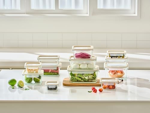 Glasslock Sens 24Pcs Glass Food Storage Set – Airtight & Leakproof, 8 Different Sizes, Anti Slip Lid, Microwave & Oven Safe, Meal prep, Lunch Box, Nestable & Stackable, Pantry Storage - Image 4