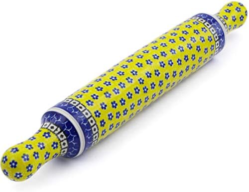 Polmedia Polish Pottery Rolling Pin - Sunburst Daisies Pattern Handmade in Boleslawiec Poland by Ceramika Artystyczna + Certificate of Authenticity by Polish+Pottery+Gallery