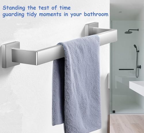 Towel Bar 2 Pack for Bathroom 20 Inch Brush Nickel Towel Holder 12/16/20/24/28/32/36 In Stainless Steel SS304 Rustproof Towel Rack Modern Square Towel Rod for Bathroom Wall(2, Brushed Nickel, 20 Inch) - Image 5