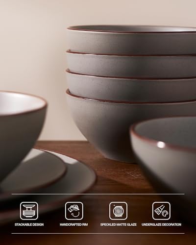 Famiware Venus Plates and Bowls Sets, 12pcs Stoneware Dinnerware Set for 4 - Image 6