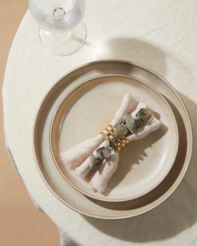 Pokini Stoneware Dinnerware Sets for 4, 12pcs Plates and Bowls Sets Dishes - Image 4
