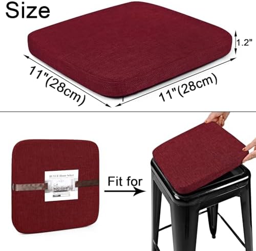 BUYUE Friendly Woven Fabric Magnetic Bar Stool Cushions Set of 4, Enhanced Anti-Slip Breathable Small Chair Seat Pads for Café Bistro Stackable Metal Stools (Square, Red, 4 Counts) - Image 4