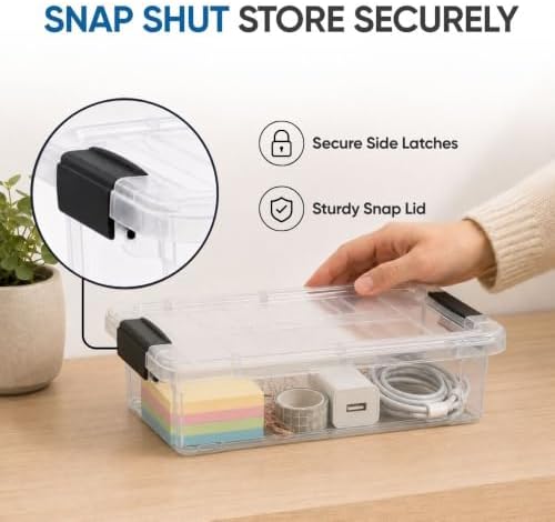 Superio 0.7 Quart Mini Clear Plastic Storage Container with Lid, Stackable Small Organizer Box for Crayons, Art Supplies, Beads, Sewing, Stationery & Food Storage, 1 Pack - Image 6