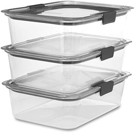 Rubbermaid Brilliance Food Storage Container, Large, 9.6 Cup, Clear, 3 Pack by Rubbermaid
