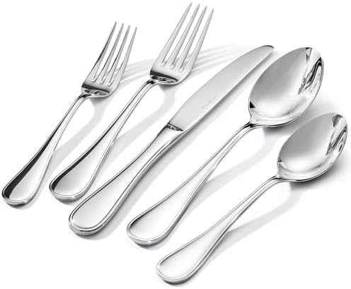 45 Piece Silverware Set for 8 with Serving Utensils, 18/10 Stainless Steel by KINGSTONE