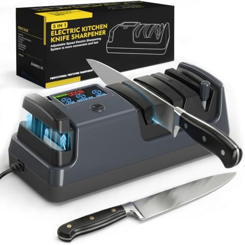 Newise Electric Knife Sharpener for Kitchen Knives, 3-Stage, Grey by Unknown
