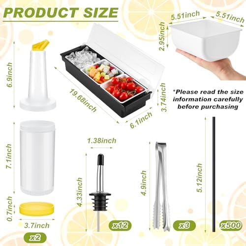 Bartending Supplies 3 Compartment Plastic Garnish Tray, 3 Tier Glass Rimmer - Image 2