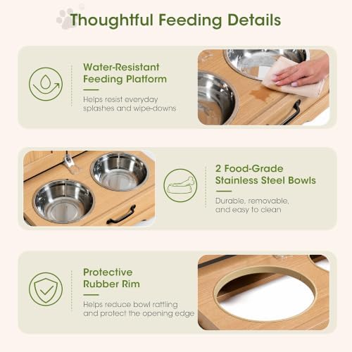 Dog Cabinet, Dog Feeding Station with Hidden Pull-Out Feeder, Oak - Image 4