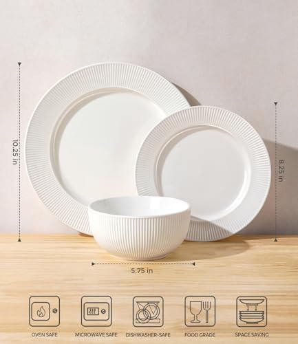 TheTerra Ceramic Dinnerware Set for 6, 18-Piece Plates and Bowls Set - Image 2