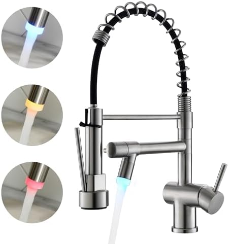 VFAUOSIT Kitchen Faucet with Pull Down Sprayer, Brushed Nickel LED Light by VFAUOSIT