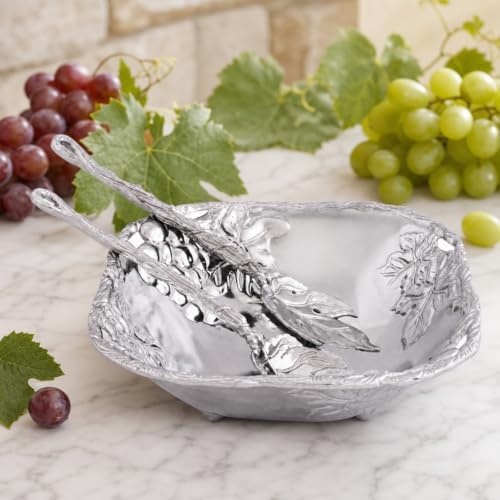 Arthur Court Grape Salad Set 3-Pc Aluminum Bowl and Server - Elegant Serveware for Entertaining - 9.5 Inch Diameter - Image 2