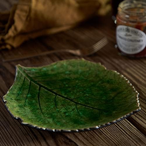 Costa Nova Ceramic Stoneware 9" Hydrangea Leaf - Riviera Collection, Tomate (Green) | Microwave & Dishwasher Safe Dinnerware | Food Safe Glazing | Restaurant Quality Serveware - Image 4
