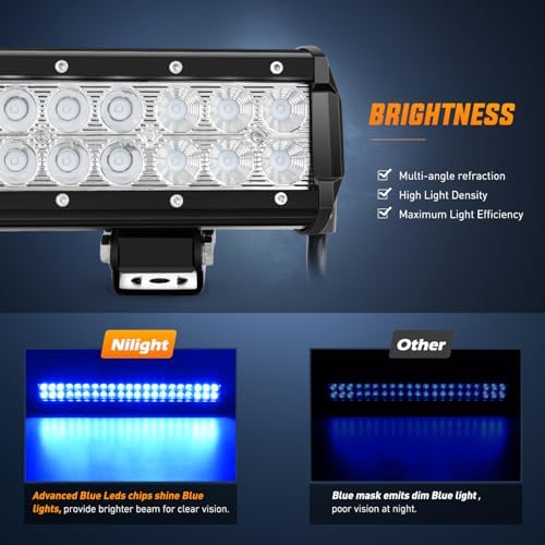 Nilight LED Light Bar 20 Inch 126W Spot Flood Combo Blue Beam - Image 3